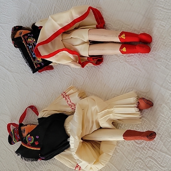 Antique Vintage Norway Couple Handmade Handpainted Cloth Dolls - Picture 9 of 10